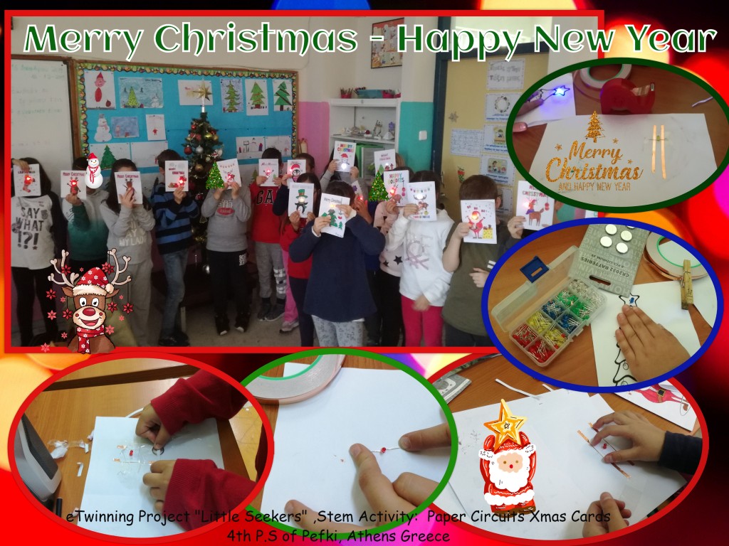 collage-paper circuits Xmas cards